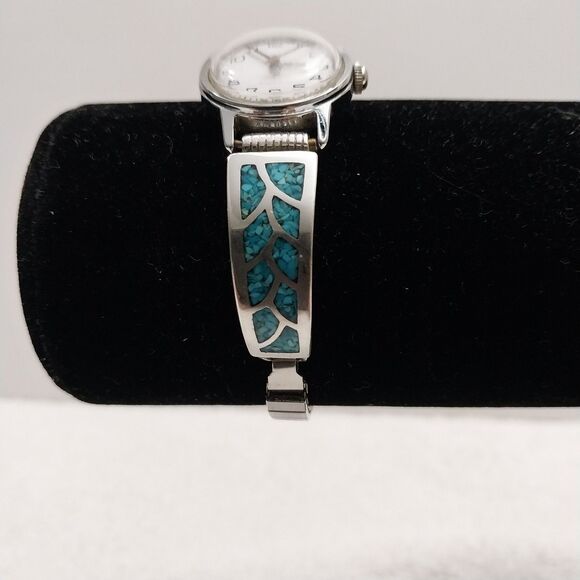 Vintage Timex Ladies Watch Electric Silver And Turquoise Dead Battery #J323 - Picture 2 of 7